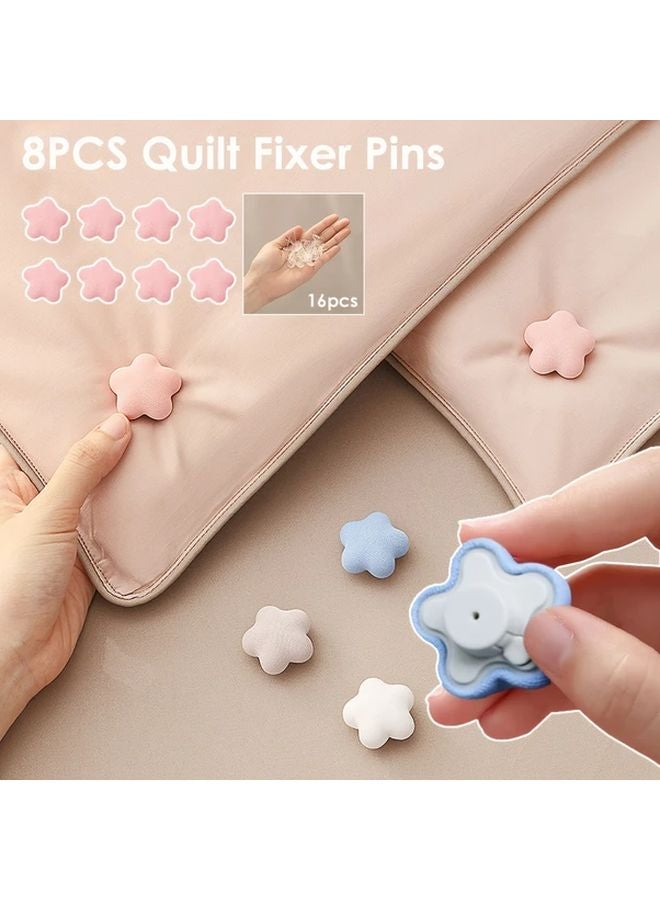 8Pcs Pink Quilt Fixer Pins Anti Slip Duvet Cover Clips Comforter Fasteners - Image 1